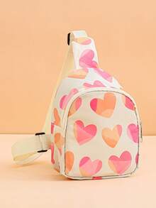 1PC Toddler Cute Printed One Shoulder Chest Bag, Heart/Bear/Unicorn/Bow/Dinosaur Cartoon Crossbody Bag, Adjustable Lightweight Comfortable Casual Small Sling Bag, Suitable For Toddler Daily School, Outdoor Travel Storage Shoulder Bag - Multicolor - View 6