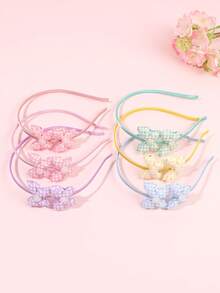 6pcs/Set Girls Side Bow Headbands, Sweet Faux Pearl And Faux Rhinestone Decorated Headbands, Suitable For Holiday Parties And Daily Wear, Teen Hair Accessories - Multicolor - View 7