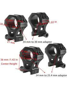 Optics Precision 21 Mm Picatinny Scope Rings, 34 Mm Tactical Scope Mount With 1 Inch 30 Mm Adapter 36 Mm/ 1.42 In Center Height Father's Favorite Gift - 皮卡汀尼導軌瞄準鏡環 + 棕色 - 查看 2