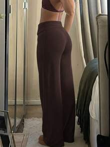 Pantaloni sportivi da donna primavera/estate vita alta yoga casual morbidi elastici - Castano - Visualizzare 9