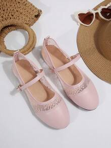 Lace Mesh Upper Structure, Breathable For Spring And Summer Wear; Light Beige Skin-Friendly Soft Padding Lining, Relieves Fatigue From Long Walks; Design With Metal Adjustable Buckle, Fits Different Foot Heights. - Pink - View 2