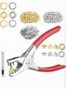 100/202/402pcs 6mm Metal Snap Fastener Pliers Set, Gold And Silver Metal Snap Fastener Set, Fastening Pliers, Sewing Hand Punching Tool Set, Five-Claw Snap Fastener Installation Set, No Snap Rivets, Manual Snap Fastener Pliers, Snap Fasteners, Metal Eyelet Tool Set, Metal Eyelets And Gold - Multiple Styles - View 2