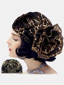 1pc Women's Rhinestone Rhinestone Headgear, Retro Style Pleated Turban Hat, Suitable For Daily Use Sleep Bonnet - Multicolor - View 17