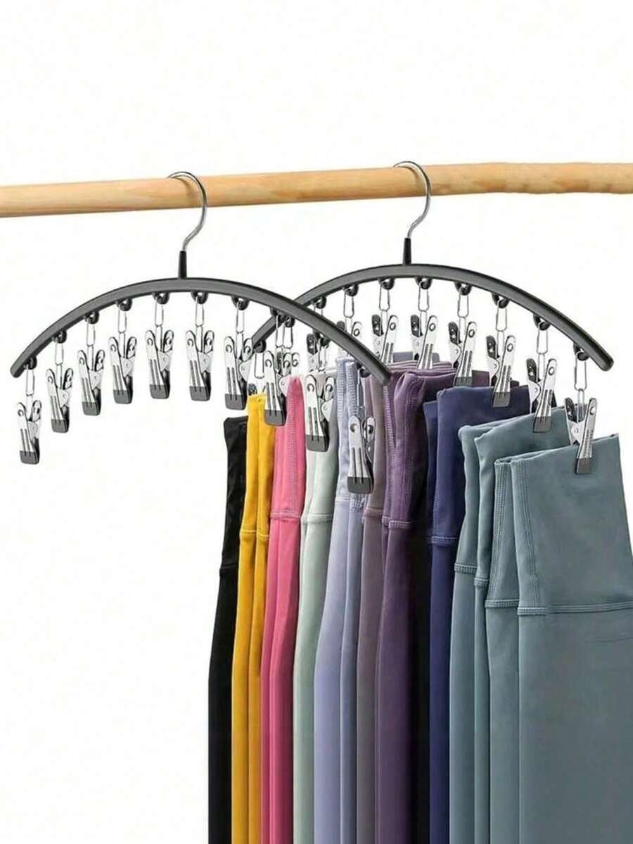 Rotating Curved Hanger With 10 Clips, Dual Function For Closet Storage And Pantyhose Hanging; Suitable For Clothing Stores, Also An Ideal Gift For Valentine's Day, Weddings Or Birthdays. - Multicolor - View 1