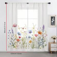 2pcs Spring Floral Pattern Sheer Curtains, Suitable For Kitchen, Cafe, Living Room, Dining Room, Balcony, Garden, Bedroom - Multicolor - View 13