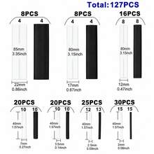 127pcs Black White Heat Shrinkable Tube 3 1 Scale Car Cable Sleeving Winding Kit, Data Cable, Cable Sleeving - 127-piece Black and White Set (bagged) - View 4