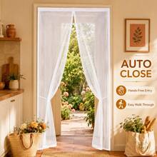 1pc Pure White Flexible Fine Mesh Mosquito Screen Door, Magnetic Seamless Auto-Closing, Multiple Sizes Available, No Drilling Easy Installation, Pet-Friendly Scratch-Resistant Durable, Breathable Mosquito-Proof Screen Door For Home Living Room, Balcony, Bedroom - Pure White Polyester Screen Door - View 11