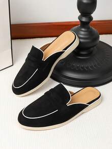 Flat Slip-On Loafers 2027 Summer New Men's Closed-Toe Mule Sandals Casual Comfortable Slippers Plus Size Men's Shoes 44-46 - Black - View 4