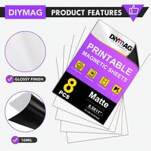 DIYMAG Printable Magnetic Sheets, 8Pcs 8.5 X 11 Inch Flexible Magnet Sheets Matte Non Adhesive Magnetic Paper For Inkjet Printer Photo DIY Crafts - ColorB - View 3