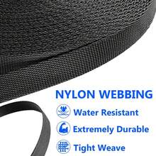 Trinkrittey 3_8 Inch Nylon Webbing 12 Yards Heavy Duty Nylon Strapping Black Flat Webbing Strap For Indoor Outdoor Gear Furniture Repairing Crafting DIY Dog Leash Backpack Collars (Black) - White - View 4
