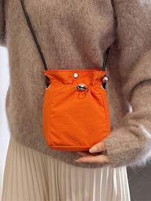 Unisex Crossbody Bag, Fashionable Minimalist Phone Bag, Drawstring Closure Design, Adjustable Shoulder Strap, Suitable For Daily And Outdoor Use - Multicolor - View 2