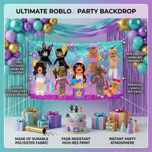 Roblox 1件PE卡通印花装饰背景布，长方形场景布，适用于派对装饰、庆典装饰、拍照背景、生日派对，也适用于婚礼、生日派对、户外露营等场合，可重复使用。 - Roblo girl 背景布 - 查看 2