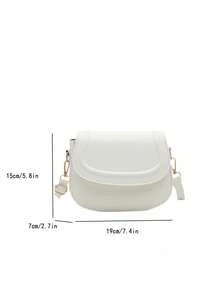Fashion Solid Color Embossed Mini Saddle Crossbody Bag - White - View 3