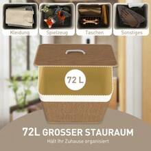 Bamboo Laundry Basket With Lid, 72 L Laundry Hamper With Rope Handles, Removable Laundry Bag, Laundry Baskets, Laundry Sorter For Laundry Room, Bedroom, Bathroom, Brown - 棕色 - 查看 3