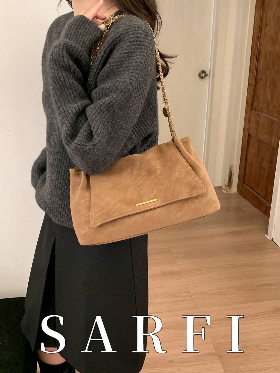 Fashionable Versatile Crossbody Bag, College Student Commuter Bag, Lightweight Practical Soft Material Women's Bag, Suitable As A Gift For Friends - Brown - View 1