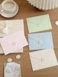 5pcs/Set Envelopes/Romantic Love Letter Writing/Invitation/Thank You Card Set/Wedding Party Invitation/Vintage Blessing Message Card - Blending - View 3