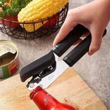 Stainless Steel Multi-Function Can Opener, Convenient Manual Kitchen Tool With Non-Slip Silicone Handle, Anti-Splash Design, Easy To Store | Suitable For Elderly, Camping And Home Use - View 2