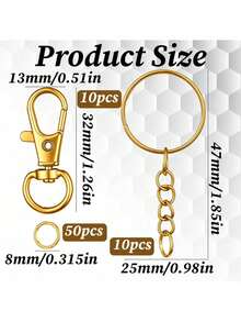 70/140/280/560pcs Keychain Making Material Set - 40 Swivel Clasps, 10 Key Rings, 50 Open Rings, DIY Keychain Craft Tools (Gold/Silver) - Multicolor - View 4