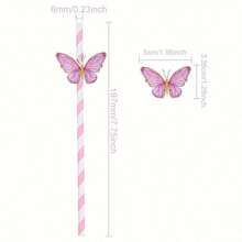 5/10 Sets Colorful Butterfly Straws For New Year Festival, Heat-Resistant High-Temperature Straws, Cute Girl Style, Disposable Straws For Juice, Party, Birthday, Gathering - Multicolor - View 3
