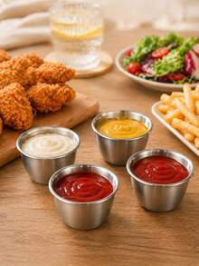 6PCS 2.7oz Sauce Cups With Lids, Stainless Steel Mini Condiment Containers For Dips, Lunch Box, Leak Resistant, Random Color - Multicolor - View 1
