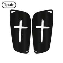 1 Pair Cross Pattern Football Shin Guards, Black/White/Blue - 3 Colors Available, High Quality, Durable And Lightweight, Comfortable Fit Design, Outdoor Sports Football Equipment Accessories - Suitable For Cycling, Running And More - Cross Shin Guard - View 12