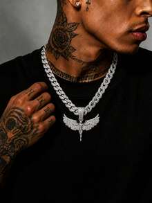 1pc Hiphop Goddess Angel Pendant Necklace, Zinc Alloy Gold-Tone Jewelry, Suitable For Men, Party/Music Festival Gift, Versatile Wear All Year Round, Party Accessory, Accessory, Luxurious Glossy Texture - Goddess Angel Pendant Necklace - View 2