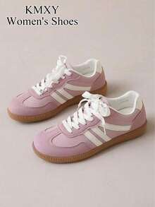 KMXY Women's Casual Flat Shoes, Lightweight And Comfortable Fitness And Walking Sneakers - Light Purple - View 4