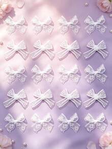 50pcs/20pcs/Lot 5x6cm Elegant Lace Ribbon Bows, Handmade Tied Hair Accessories & Clothing Decor, DIY Sewing Craft Gift Decoration - View 7