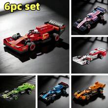 DIY Creative Educational Building Block Racing Car Series, Includes: White & Red Racing Car, Pink Racing Car, Blue Racing Car, Green Racing Car, Orange Racing Car And Red Racing Car With Multiple Elements. ABS Material, Tight Interlocking Particles, Not Easy To Disassemble. Built-In Inertial Pull-Back Module, With Stickers, Children's Building Block Toy Set, Suitable For Desktop And Car Decoration, Classroom Reward Small Gift, Gift For Kids, Graduation Season, Back To School, Fashionable Gift For Friends. Hot Selling Series - 彩色 - 查看 11