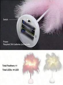 1 Stück 9,84 Zoll Feder Nachtlicht, dekorative Tischlampe, modische romantische personalisierte Stimmungsbeleuchtung, geeignet für Schlafzimmerdekoration, Raumdekoration, Muttertagsgeschenk, Valentinstagsgeschenk und Hochzeitsdekoration - Mehrfarbig - Übersicht 12
