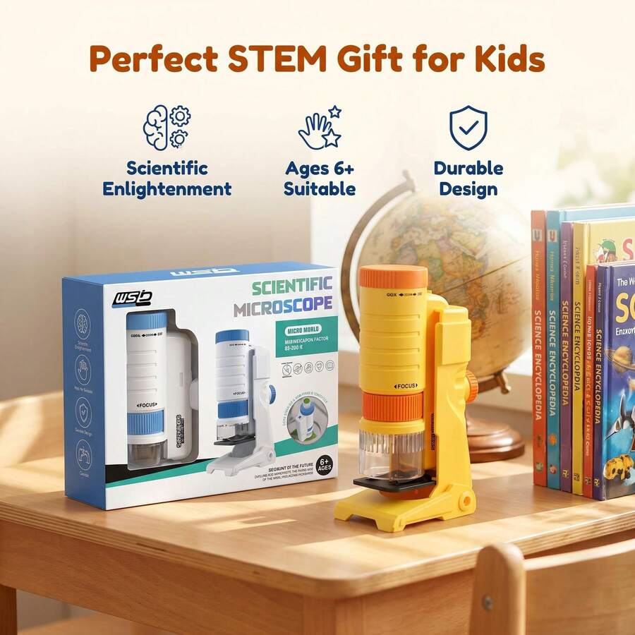 3-In-1 Handheld Portable Microscope Specially Designed For Kids, 60-120X Zoom STEM Educational Toy With Desktop Base & Phone Clip, Explore Micro World Of Outdoor Plants And Insects, Perfect Birthday & Christmas Gift For Boys Girls
