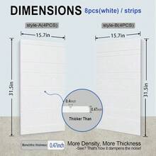 Acoustic Wall Panels - 8 Pack 31.75" X 15.75" Thick White Striped Groove Sound Proof Panels Walls, Decorative High-Density Soundproofing Panels Home, Studio, And Office Acoustic Treatment - Gradient White - View 3