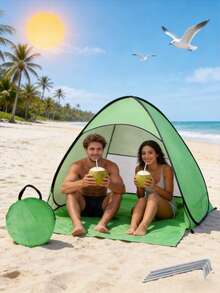 Fully Automatic Beach Tent, Durable And Foldable. It Protects You From Sunlight And Provides UV Protection. The Back Panel Adopts Mesh Curtains, Suitable For Outdoor Beaches, Courtyard Lawns, Camping, And Rest, Making It An Excellent Gift For Summer. - 彩色 - 查看 12