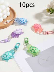 1pc/5pcs Glow-In-The-Dark Multicolor Turtle Pendant Animal Keychain Charm, Bag Accessory, Car Keychain, Key Ring, Keychain Accessory, Matching Keychain, Cute Keychain, Can Be Attached To Keys, Bags And Other Items, School Cartoon Animal Car Accessory, Gothic Y2K - Multicolor - View 25