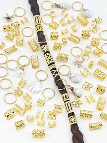 211pcs Hair Beads Hair Rings Alloy Hair Accessories Suitable For Braids Hair Styling Adjustable Metal Hair Braiding Accessories (Box Not Included) - Gold - View 4