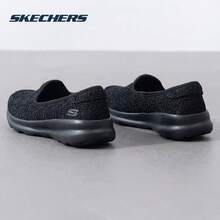 Skechers 女士立體蕾絲鏤空兩穿踩跟一腳蹬健步鞋透氣單鞋套腳休閒鞋 - 黑色 - 查看 3