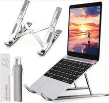 Zusammenklappbarer Notebookständer aus Aluminiumlegierung, rutschfest, 6-fach verstellbar mit Belüftungsöffnungen - Silber 1 Stück - Übersicht 7