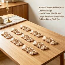 6pcs Solid Wood Carved Inlaid Rose Decor, Suitable For Cabinets, Doors, Windows, Furniture, Background Walls, Porches, Offices And More, Holiday Decor, DIY Decor - Multicolor - View 5
