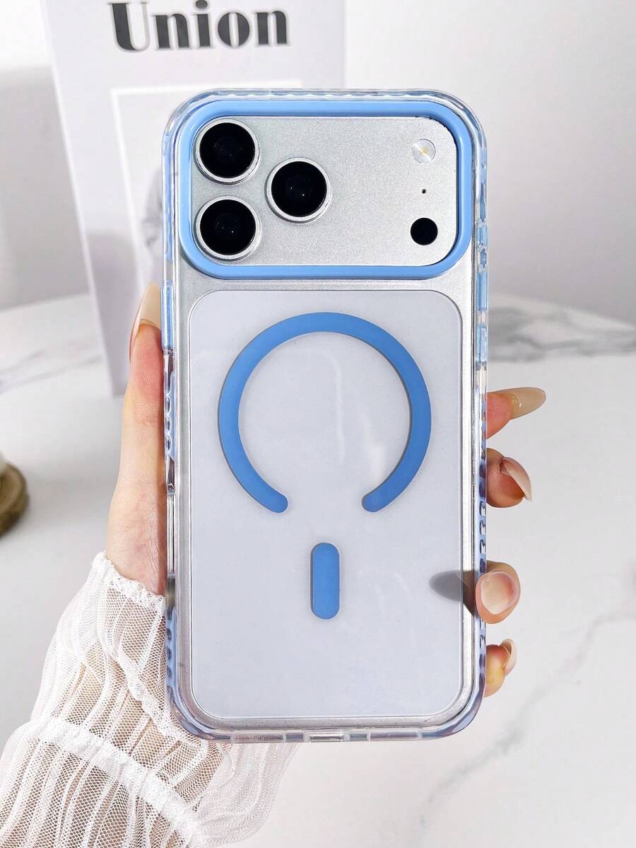 Koolife 1件磁吸高畫質手機殼,TPU+PC材質,按鈕,彩色側面鑲嵌,鏡頭凸起保護,支持無線充電,防摔保護殼,適用於 iPhone 18 Pro/18 Pro Max/17/17 Pro/17 Pro Max/16/15/14/13/12 Pro Max - 遠峰藍 - 查看 1