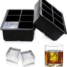 1pc Large Square Ice Cube Mold Tray, Suitable For Whiskey, Cocktail Decoration And Party Supplies - Black - View 5