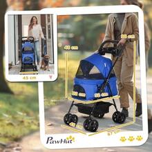 Dog Stroller/Dog Buggy With Folding Function, Pet Stroller For Small Dogs And Cats, Pet Buggy, Cat Buggy, Oxford Blue, 67 X 45 X 96 Cm - 藍色的 - 查看 2