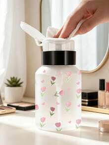 1pc Cute Tulip Pattern Transparent Pet Refillable Travel Bottle, Makeup Remover Dispenser Bottle With Portable Pump Head, Suitable For Nail Polish Remover, Toner And Makeup Remover, Round Top Design, Reusable, Makeup Remover Bottle, Travel Essential - Multicolor - View 11