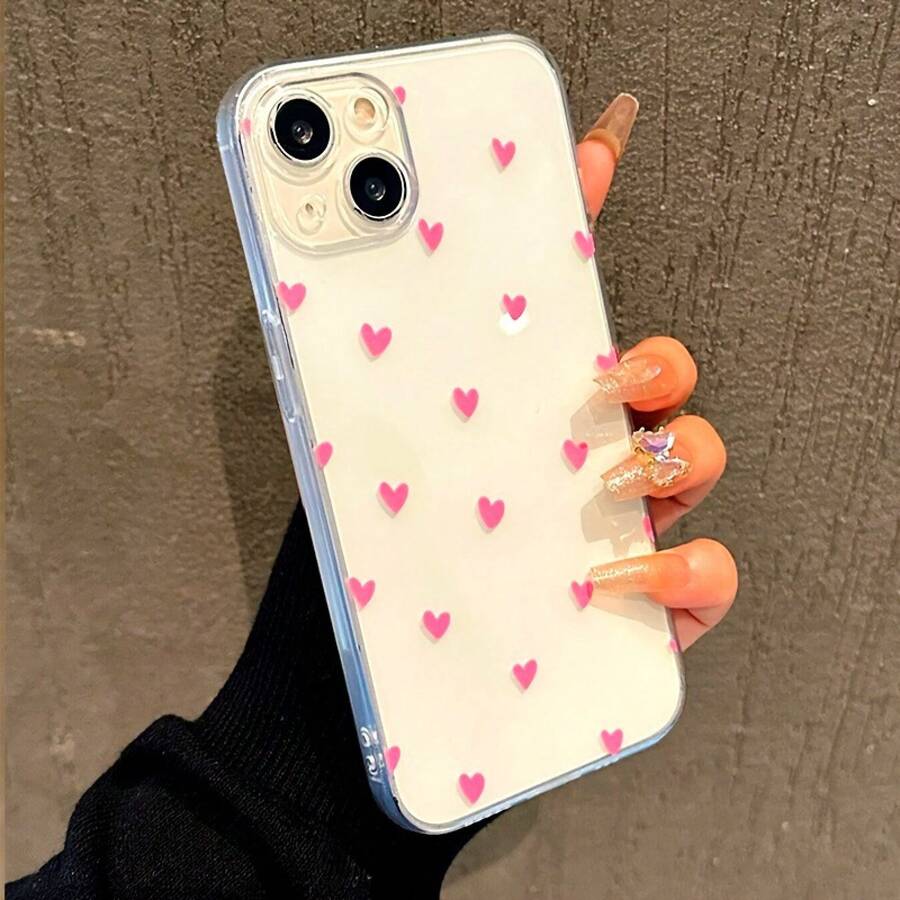 Funda para teléfono con diseño de corazón, adecuada para Apple  16 15 14 13 12 11 XS XR X 8 7 Mini Plus Pro Max SE Series, regalo de Halloween, regalo de Pascua, para novia, novio, amigos o para ti mismo. - transparente - Ver 1