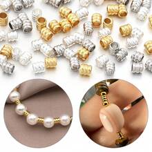 30pcs Copper Bracelet Necklace Three-Strand Barrel Beads, Color-Preserving Three-Layer Small Gold Beads, DIY Bracelet Necklace Spacer Beads Loose Beads, Jewelry Making Accessories - Barrel Beads - View 2