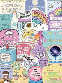 50pcs Cartoon Inspirational Stickers For Scrapbooking, Laptop, Luggage, Water Bottle, Phone Case DIY Decoration School Supplies - 50pcs - View 7