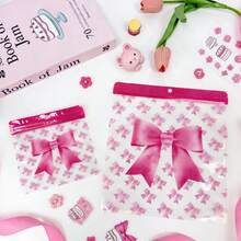 50pcs Party Gift Packaging Bags, Jewelry Accessory Decorative Packaging Bags, Pink Bow Pattern Packaging Bags, Gift Self-Sealing Storage Bags, Transparent Gift Packaging Bags, Reusable, Suitable For Holiday Birthday, Wedding, Party Gift Packaging Bags, Daily Storage Bags And Plastic Self-Sealing Bags. - Gift Bags - View 5
