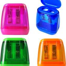 4pcs Manual Pencil Sharpener - Dual Hole Portable Design, Suitable For Students, Office, Classroom And Home Office (Random Color) Back To School - Sets - View 6