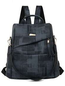 1PC Fashion Classic Canvas Backpack With Textured Fabric And Soft Tassel Pendant, Student Bag With Multiple Compartments, Large Capacity, Can Be Worn As Backpack Or One Shoulder/Crossbody, Lightweight And Burden-Reducing, Suitable For Commuting, Travel, Daily Use, Versatile And Practical Women's Backpack - Multicolor - View 13