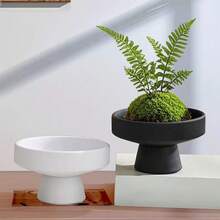 1pc Japanese Style Moss Bowl, Imitation Ceramic Plastic Vase, 12.8cm/5in Artificial Moss Bowl Centerpiece For Home Decoration, Living Room, Office - Plastic Vase - View 1