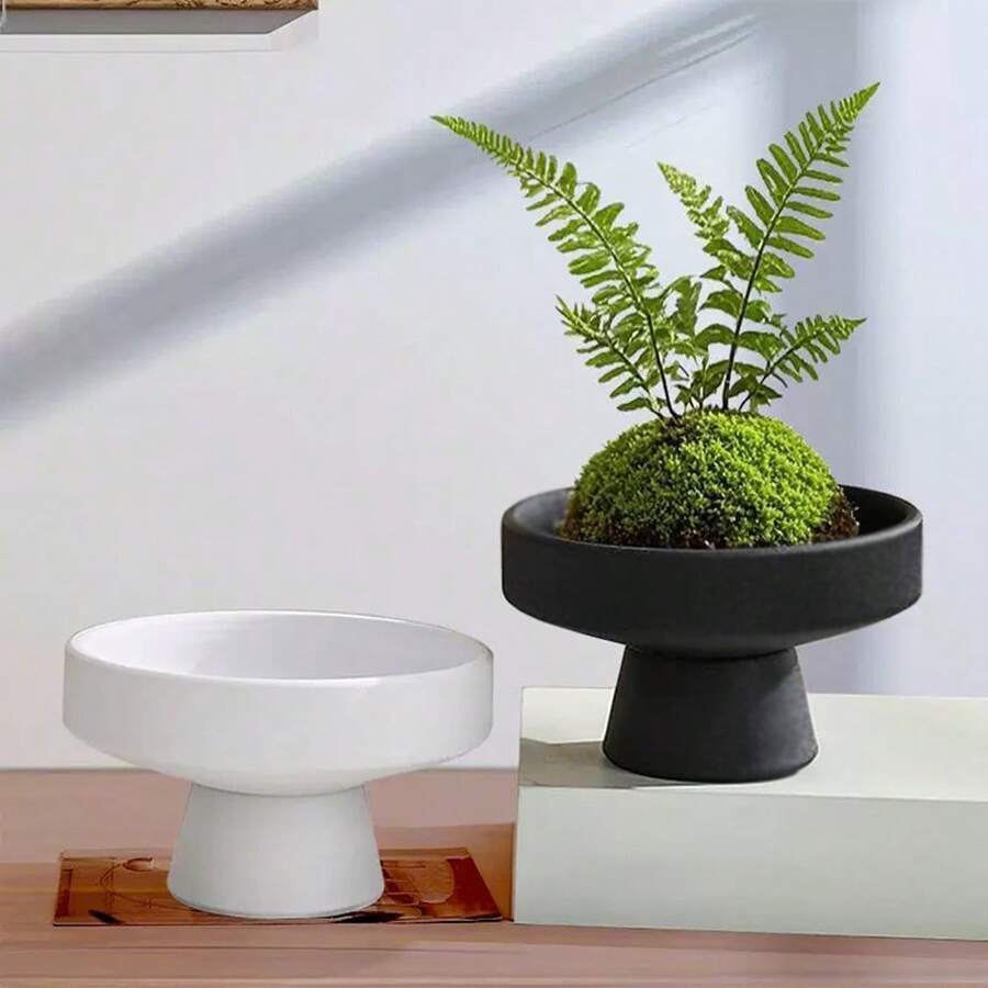 1pc Japanese Style Moss Bowl, Imitation Ceramic Plastic Vase, 12.8cm/5in Artificial Moss Bowl Centerpiece For Home Decoration, Living Room, Office - Plastic Vase - View 1